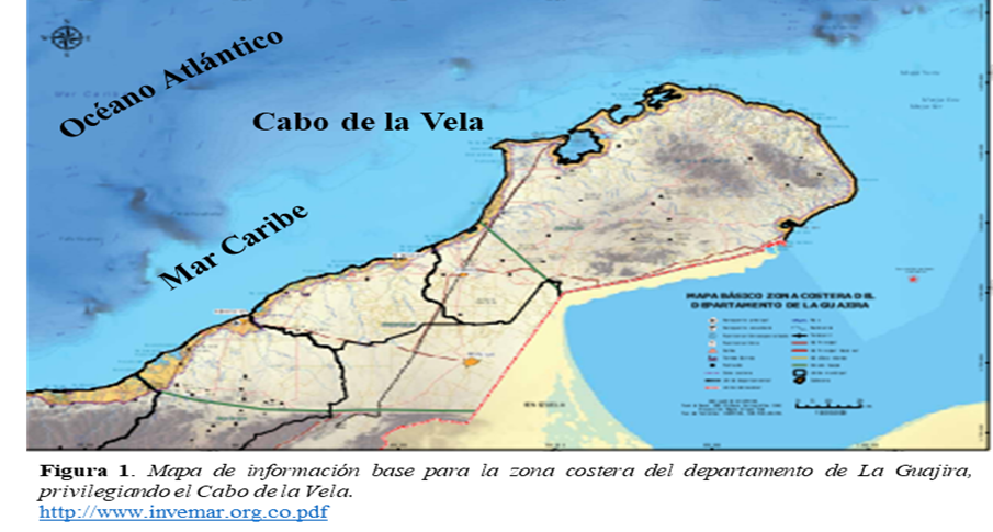 Mapa de informaci&oacute;n base para la zona costera del departamento de La Guajira, privilegiando el Cabo de la Vela