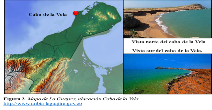 Mapa de La Guajira, ubicaci&oacute;n Cabo de la Vela